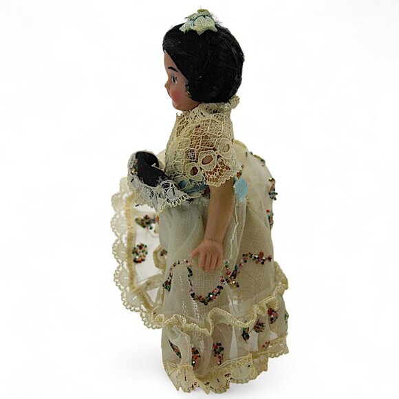 Vintage Handmade Spanish Dancing Doll In Traditional Dress With Lace Accents & S - Picture 5 of 7